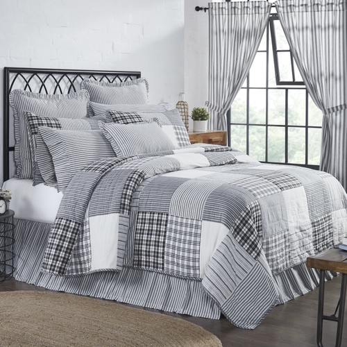 Farmhouse twin quilt - farmhouse, black